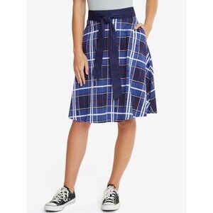 Her Universe Doctor Who Women’s Blue Plaid Tardis A-Line Midi Skirt Size Small